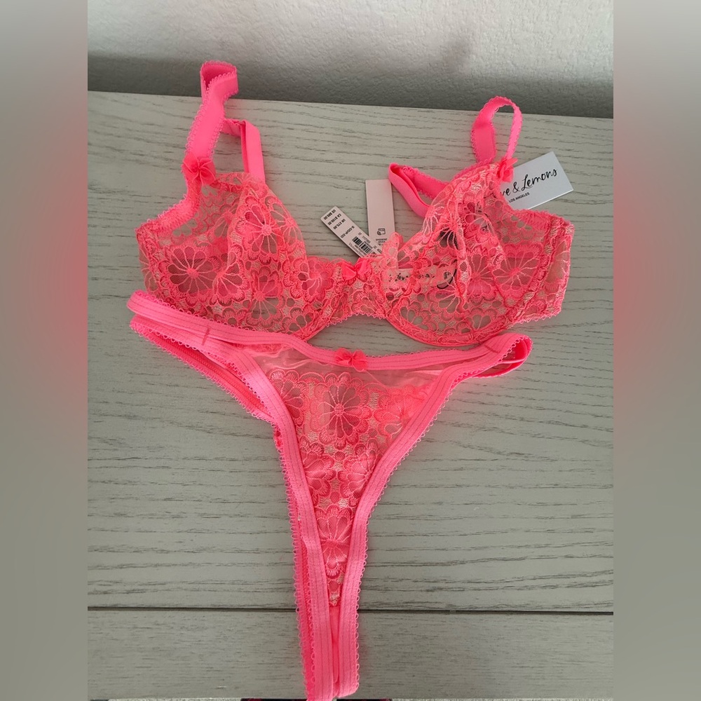 NWT For Love & Lemons for Victoria's Secret Bra and matching Thong set.